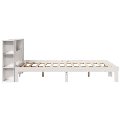 Postel S Knihovnou Bez Matrace Bílá 160X200 Cm Masivní Borovice