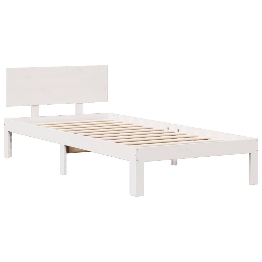 Postel S Knihovnou Bez Matrace Bílá 90X200 Cm Masivní Borovice