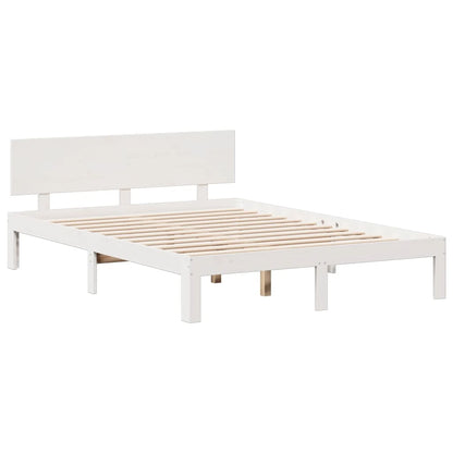 Postel S Knihovnou Bez Matrace Bílá 150X200 Cm Masivní Borovice