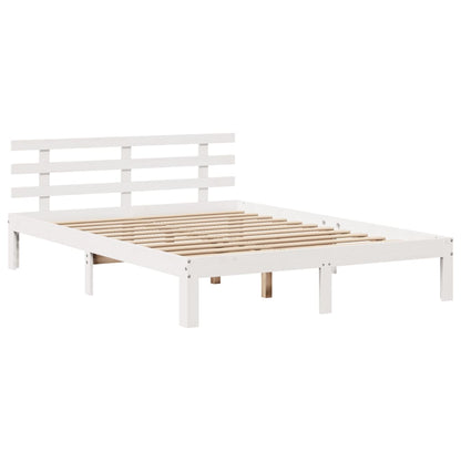 Postel S Knihovnou Bez Matrace Bílá 140X200 Cm Masivní Borovice