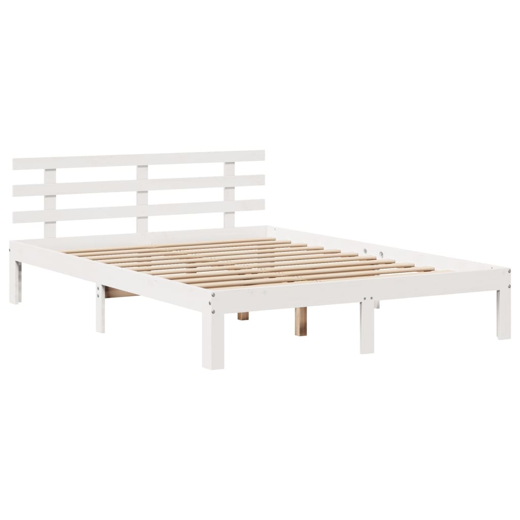 Postel S Knihovnou Bez Matrace Bílá 160X200 Cm Masivní Borovice