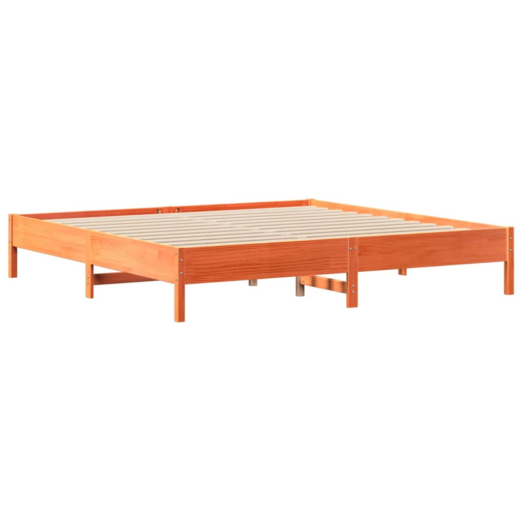 Postel S Knihovnou Bez Matrace 200 X 200 Cm Masivní Borovice