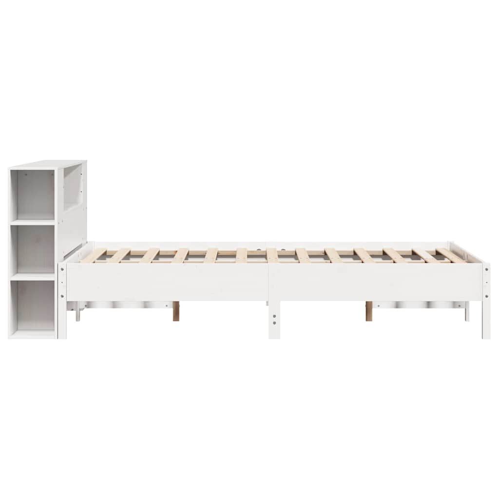 Postel S Knihovnou Bez Matrace Bílá 135X190 Cm Masivní Borovice