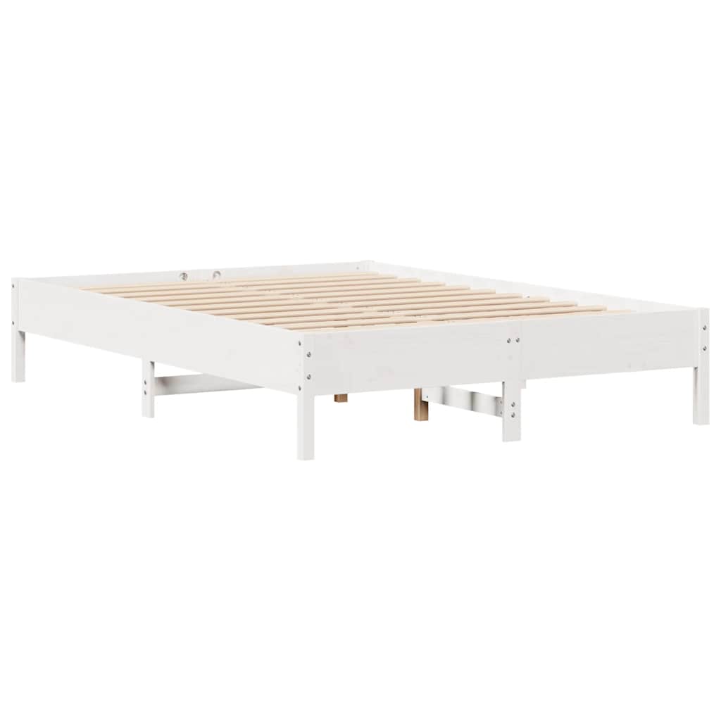 Postel S Knihovnou Bez Matrace Bílá 135X190 Cm Masivní Borovice