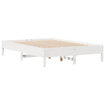 Postel S Knihovnou Bez Matrace Bílá 135X190 Cm Masivní Borovice