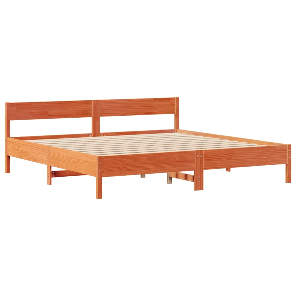 Postel S Knihovnou Bez Matrace 200 X 200 Cm Masivní Borovice