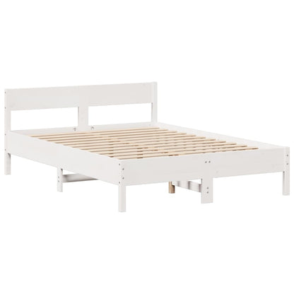 Postel S Knihovnou Bez Matrace Bílá 140X190 Cm Masivní Borovice