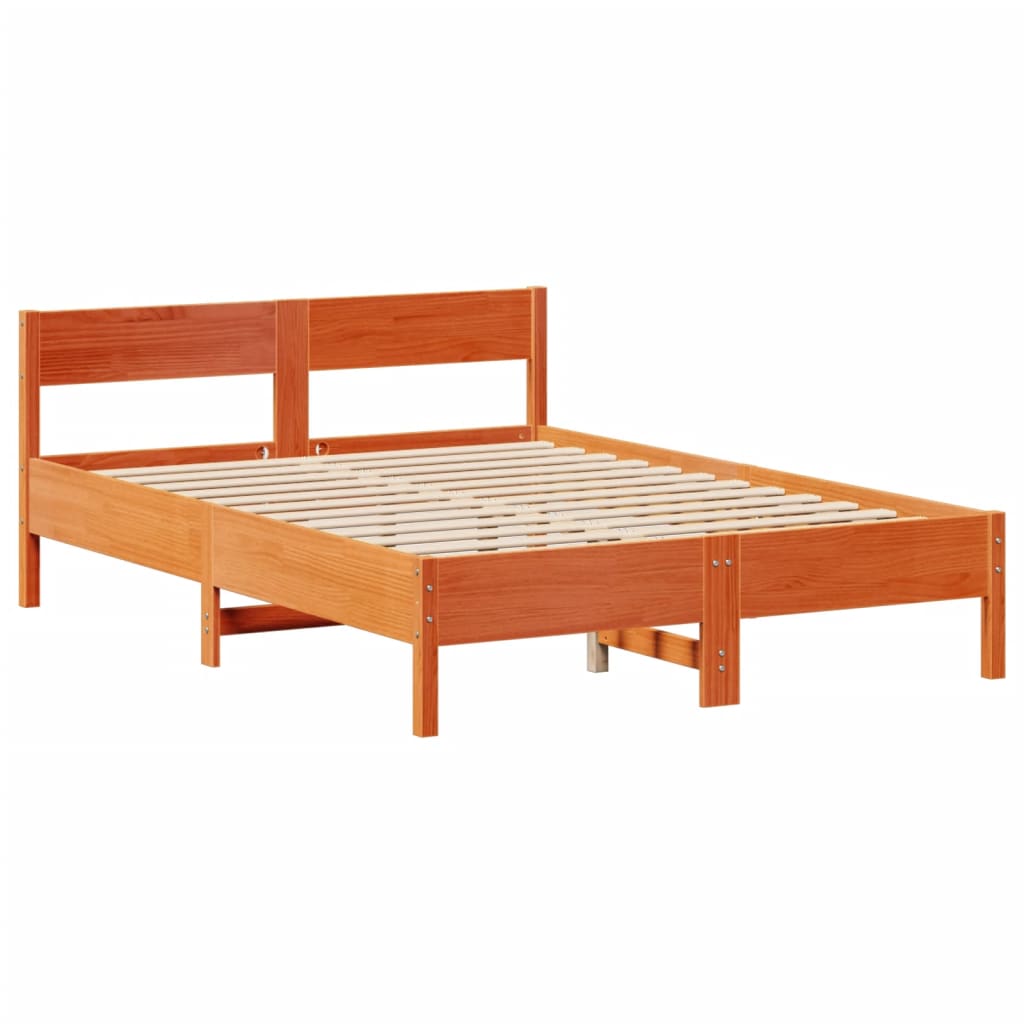 Postel S Knihovnou Bez Matrace 140 X 190 Cm Masivní Borovice