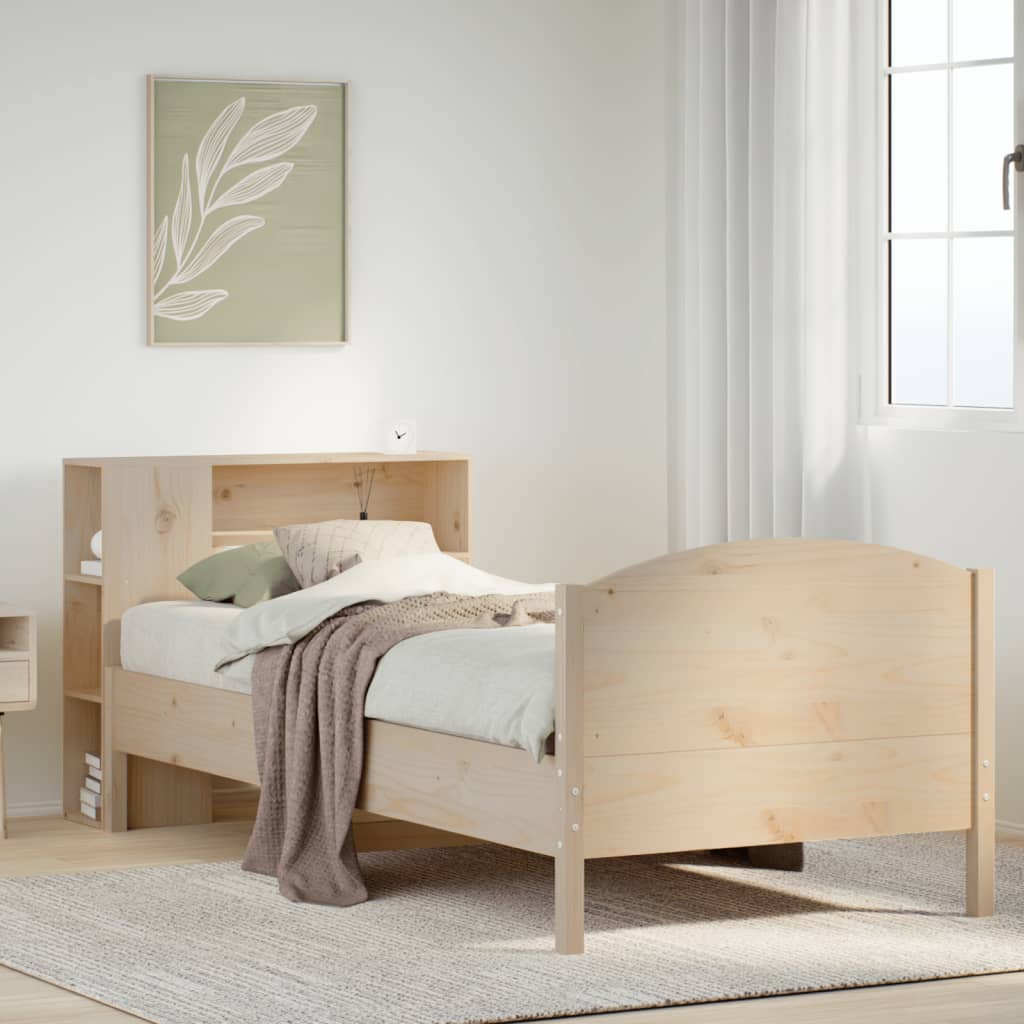 Postel S Knihovnou Bez Matrace 75 X 190 Cm Masivní Borovice