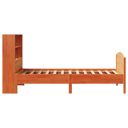 Postel S Knihovnou Bez Matrace Hnědá Masivní Borovice