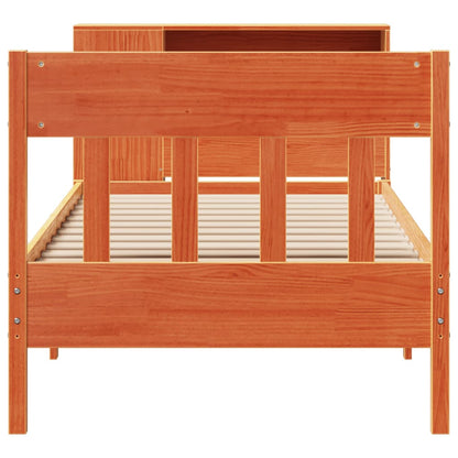 Postel S Knihovnou Bez Matrace Hnědá Masiv Borovice