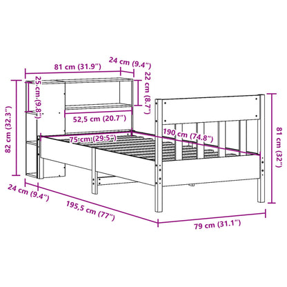 Postel S Knihovnou Bez Matrace Masivní Borovice