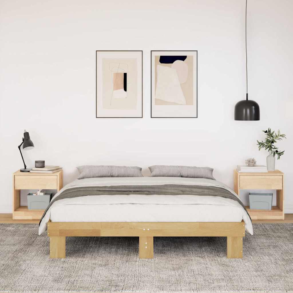 Rám Postele Bez Matrace 135X190 Cm Masivní Dřevo Dub