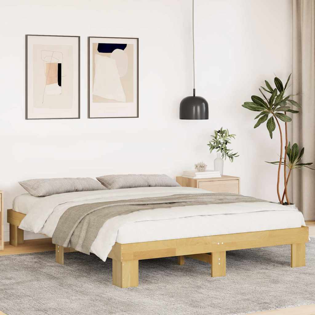 Rám Postele Bez Matrace 135X190 Cm Masivní Dřevo Dub