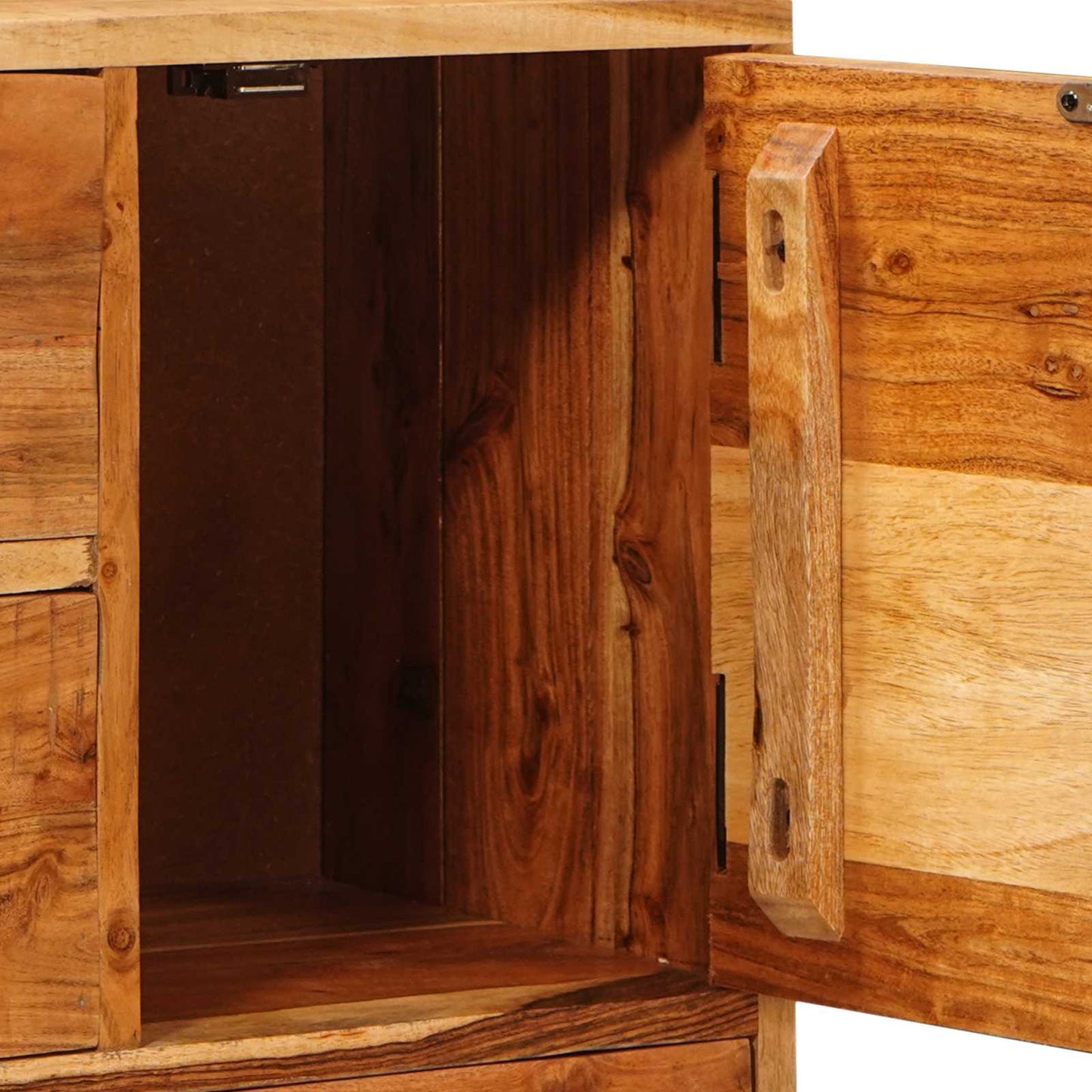Komoda Se Dveřmi Přírodní 55 X 30 X 90 Cm Masivní Akátové Dřevo