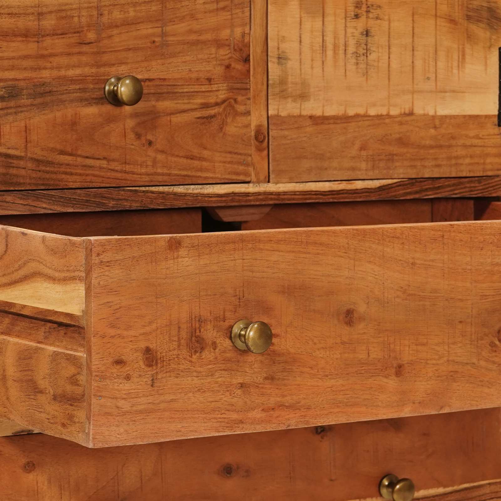 Komoda Se Dveřmi Přírodní 55 X 30 X 90 Cm Masivní Akátové Dřevo