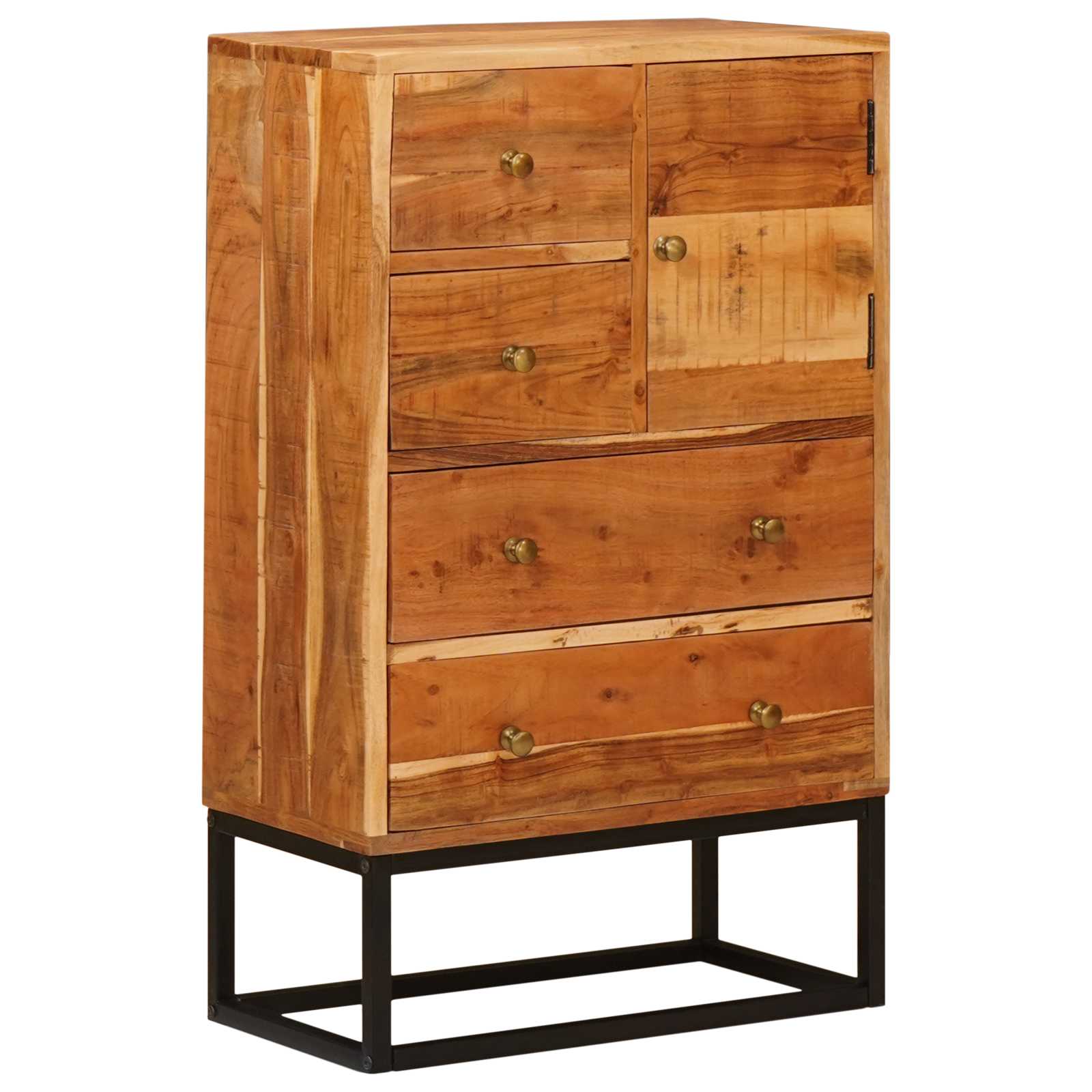 Komoda Se Dveřmi Přírodní 55 X 30 X 90 Cm Masivní Akátové Dřevo