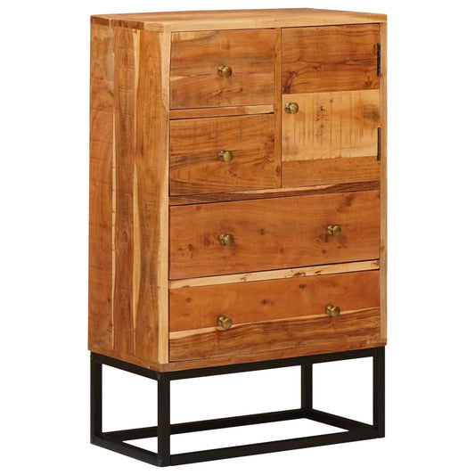 Komoda Se Dveřmi Přírodní 55 X 30 X 90 Cm Masivní Akátové Dřevo