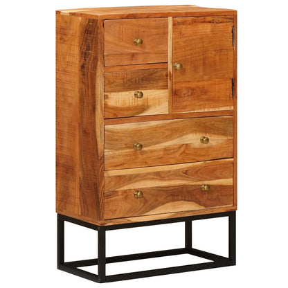 Komoda Se Dveřmi Přírodní 55 X 30 X 90 Cm Masivní Akátové Dřevo