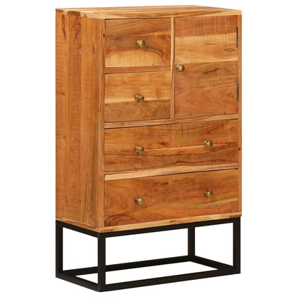 Komoda Se Dveřmi Přírodní 55 X 30 X 90 Cm Masivní Akátové Dřevo
