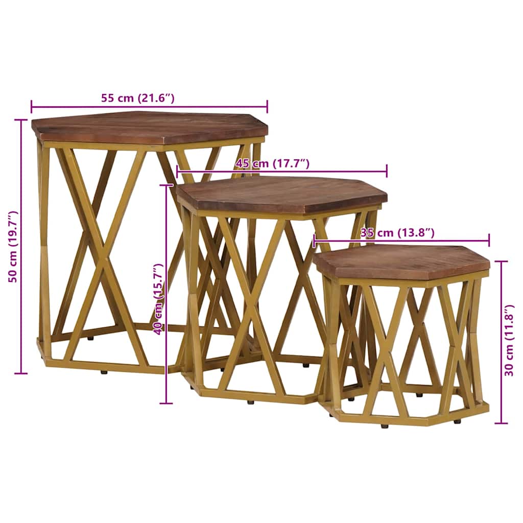 Konferenční Stolky Hnědá 55 X 55 X 50 Cm Masivní Mangové Dřevo