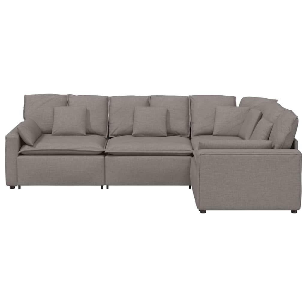 Modulární Pohovka S Polštáři Textil Taupe