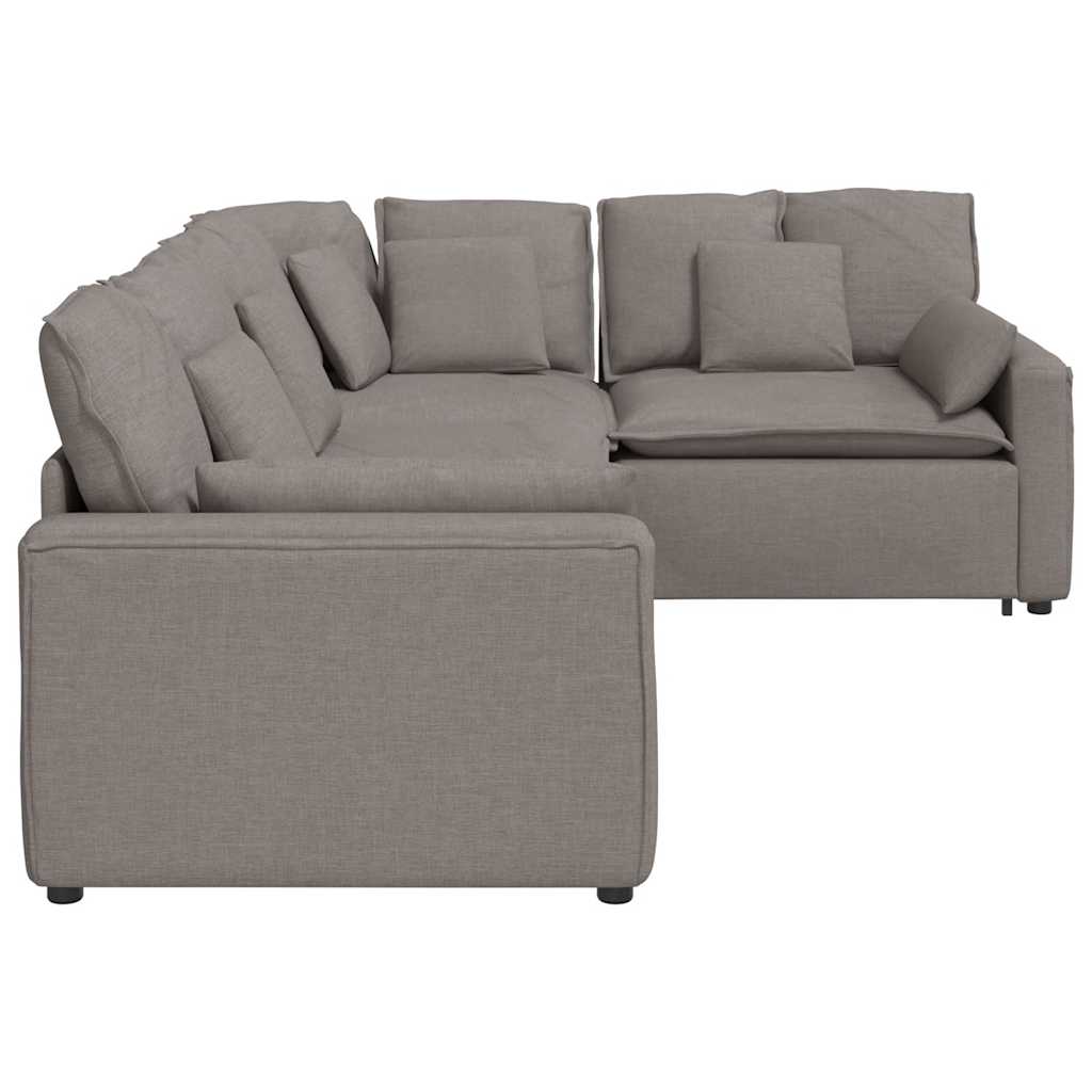 Modulární Pohovka S Polštáři Textil Taupe