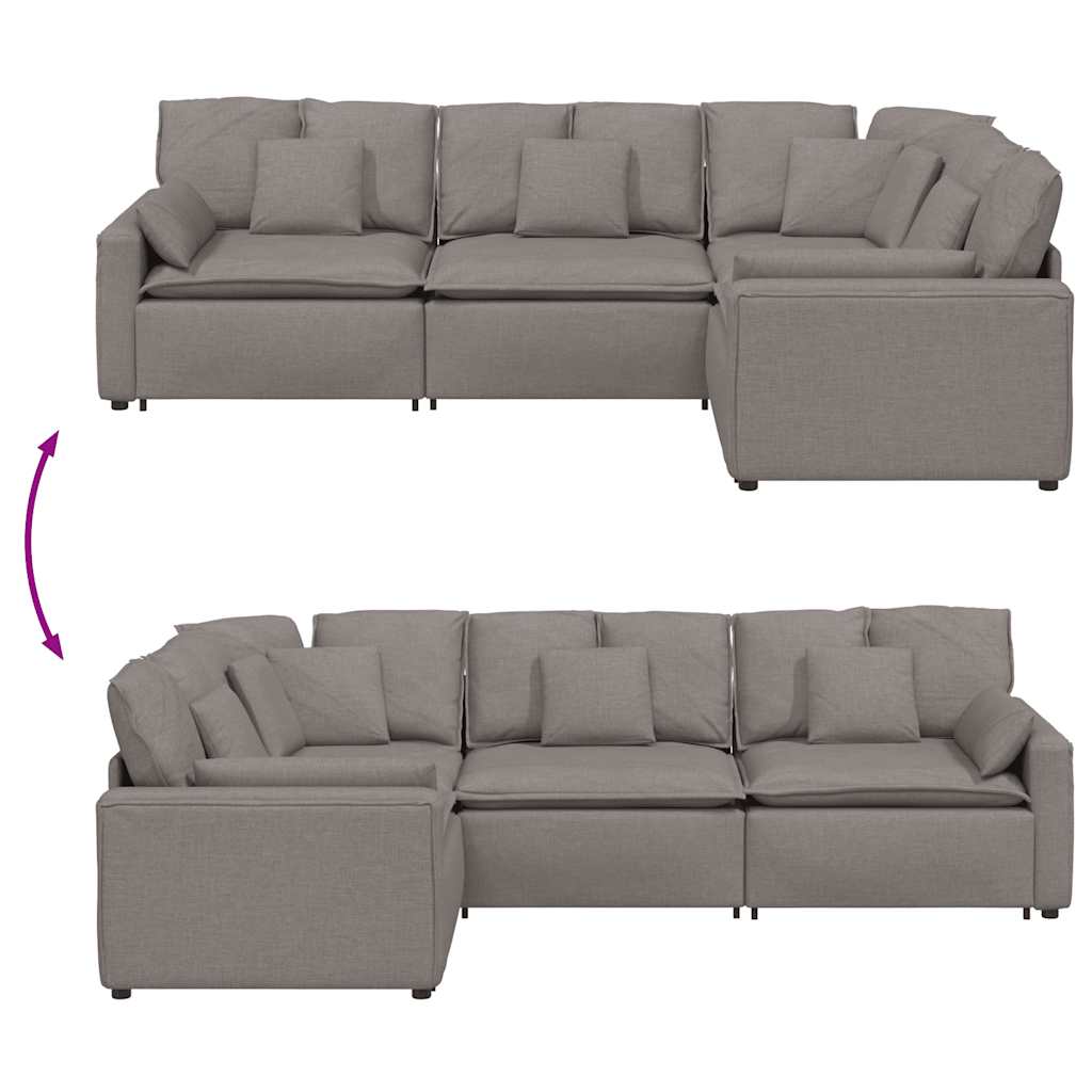 Modulární Pohovka S Polštáři Textil Taupe