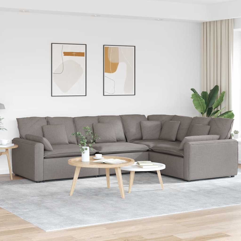 Modulární Pohovka S Polštáři Textil Taupe