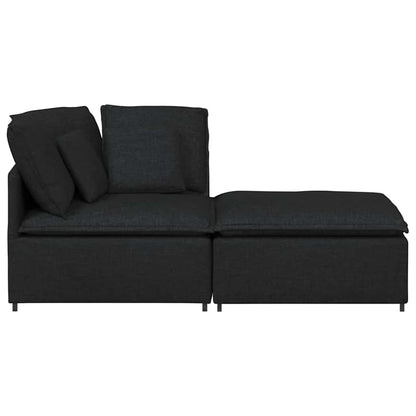 Modulární Pohovka S Podnožkou&Polštáře Černá Látka