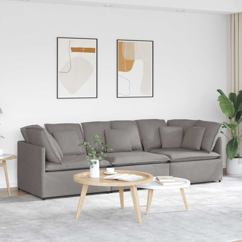 Modulární Pohovka S Polštáři Textil Taupe