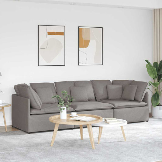 Modulární Pohovka S Polštáři Textil Taupe