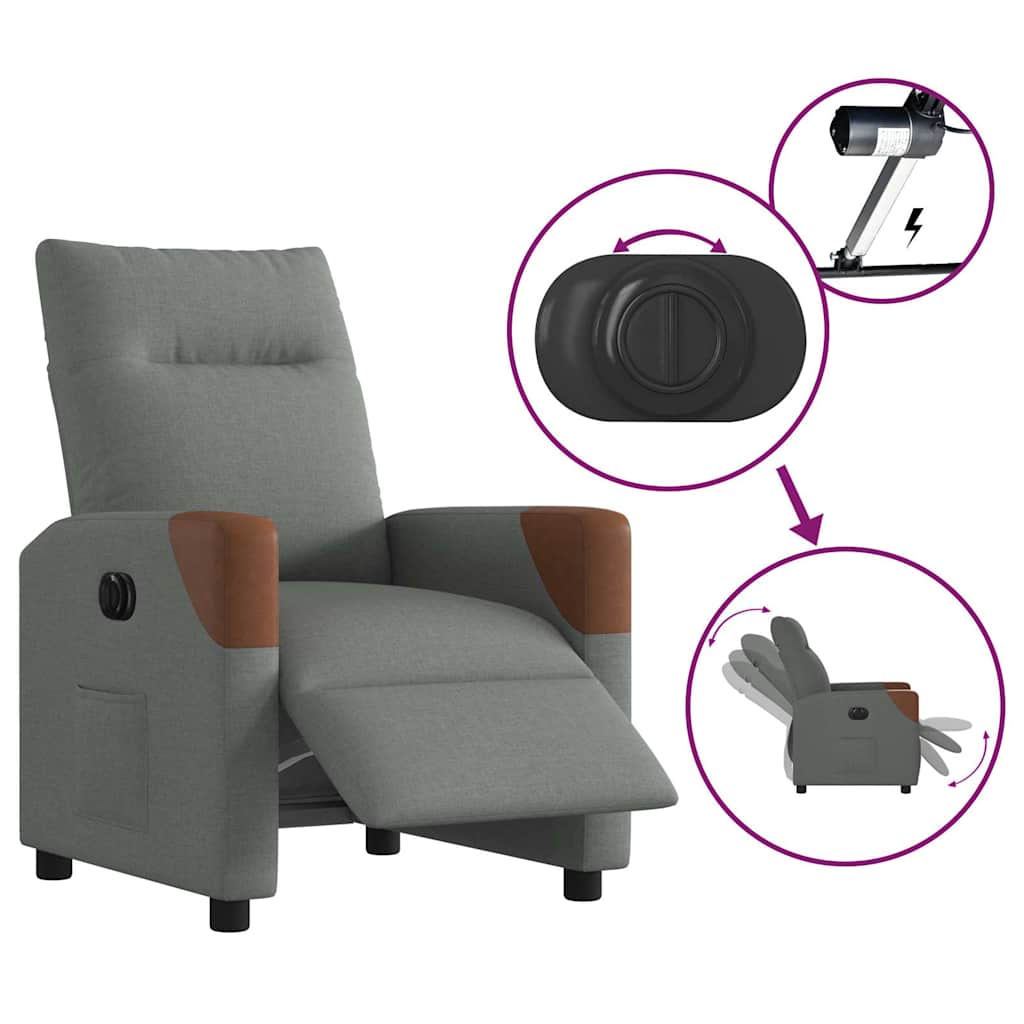 Elektrické Polohovací Křeslo Tmavě Šedé Textil Tmavě Šedá