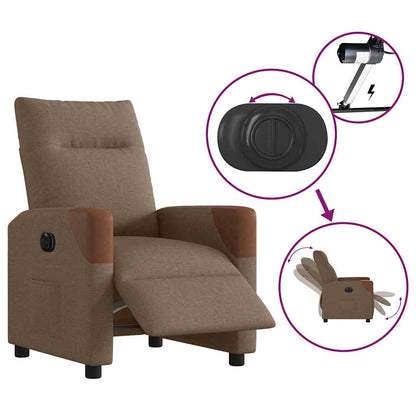 Elektrické Polohovací Křeslo Hnědé Textil Hnědá