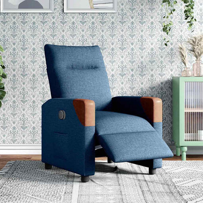 Elektrické Polohovací Křeslo Modré Textil Modrá