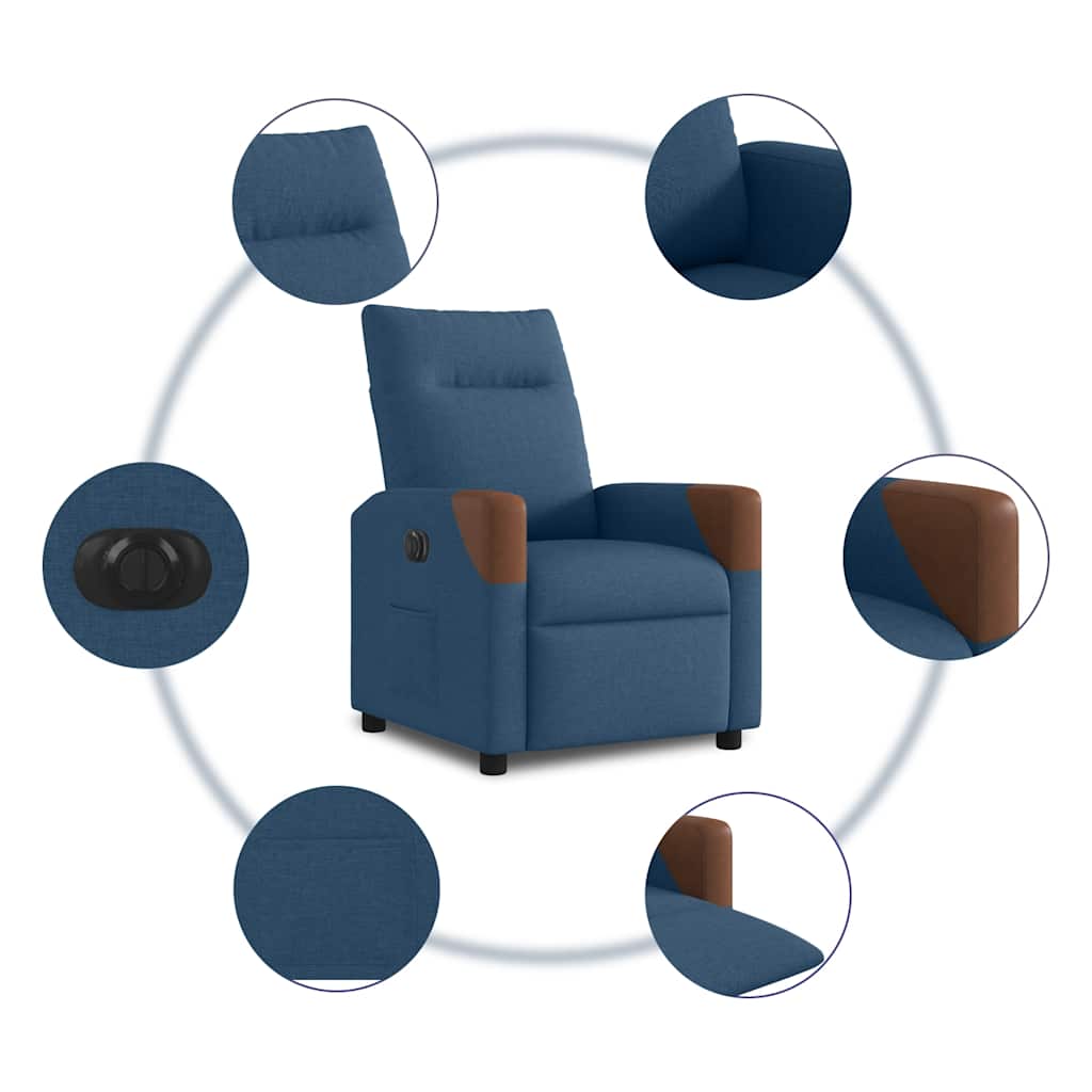 Elektrické Polohovací Křeslo Modré Textil Modrá