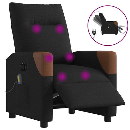Elektrické Polohovací Křeslo Černé Textil Černá