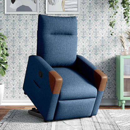 Zvedací Polohovací Křeslo Modré Textil Modrá