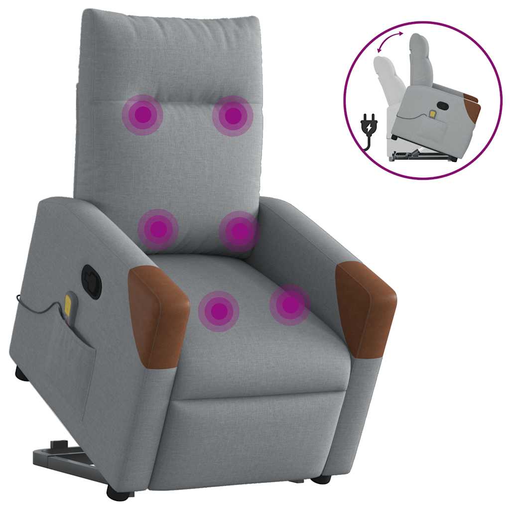 Zvedací Polohovací Křeslo Světle Šedé Textil Světle Šedá