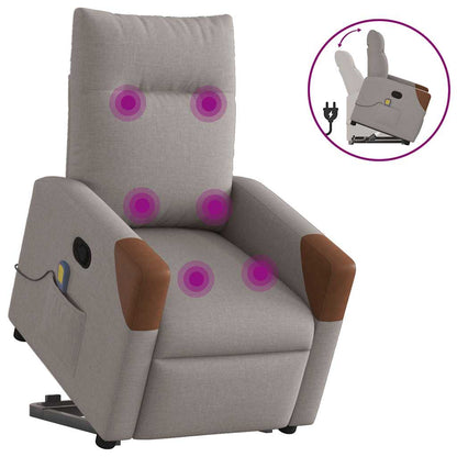 Elektrické Zvedací Polohovací Křeslo Textil Taupe