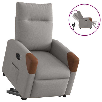 Elektrické Zvedací Polohovací Křeslo Textil Taupe