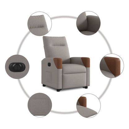 Elektrické Zvedací Polohovací Křeslo Textil Taupe