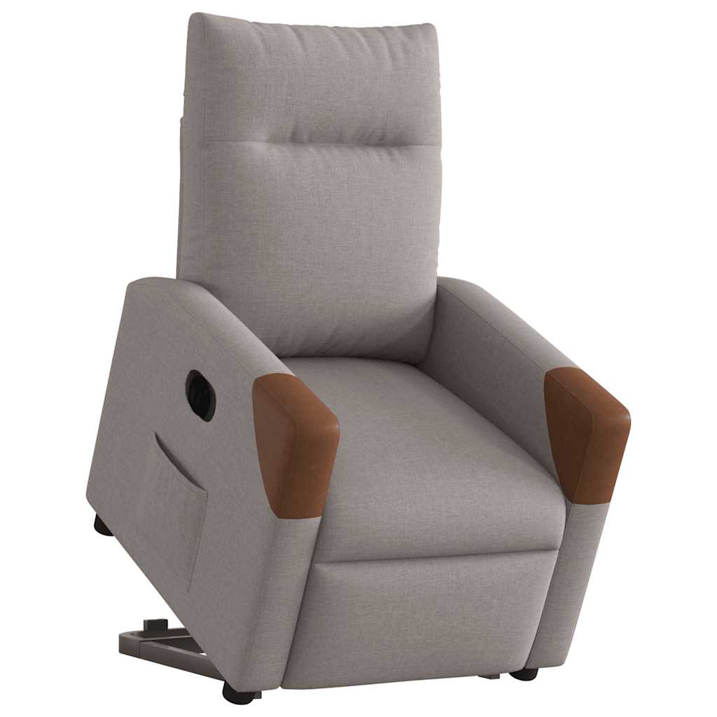 Elektrické Zvedací Polohovací Křeslo Textil Taupe