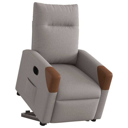 Elektrické Zvedací Polohovací Křeslo Textil Taupe