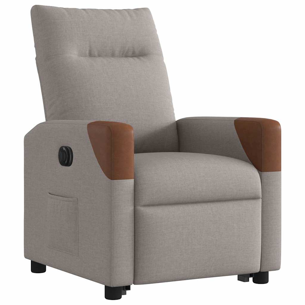 Elektrické Zvedací Polohovací Křeslo Textil Taupe