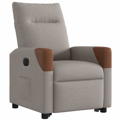 Elektrické Zvedací Polohovací Křeslo Textil Taupe
