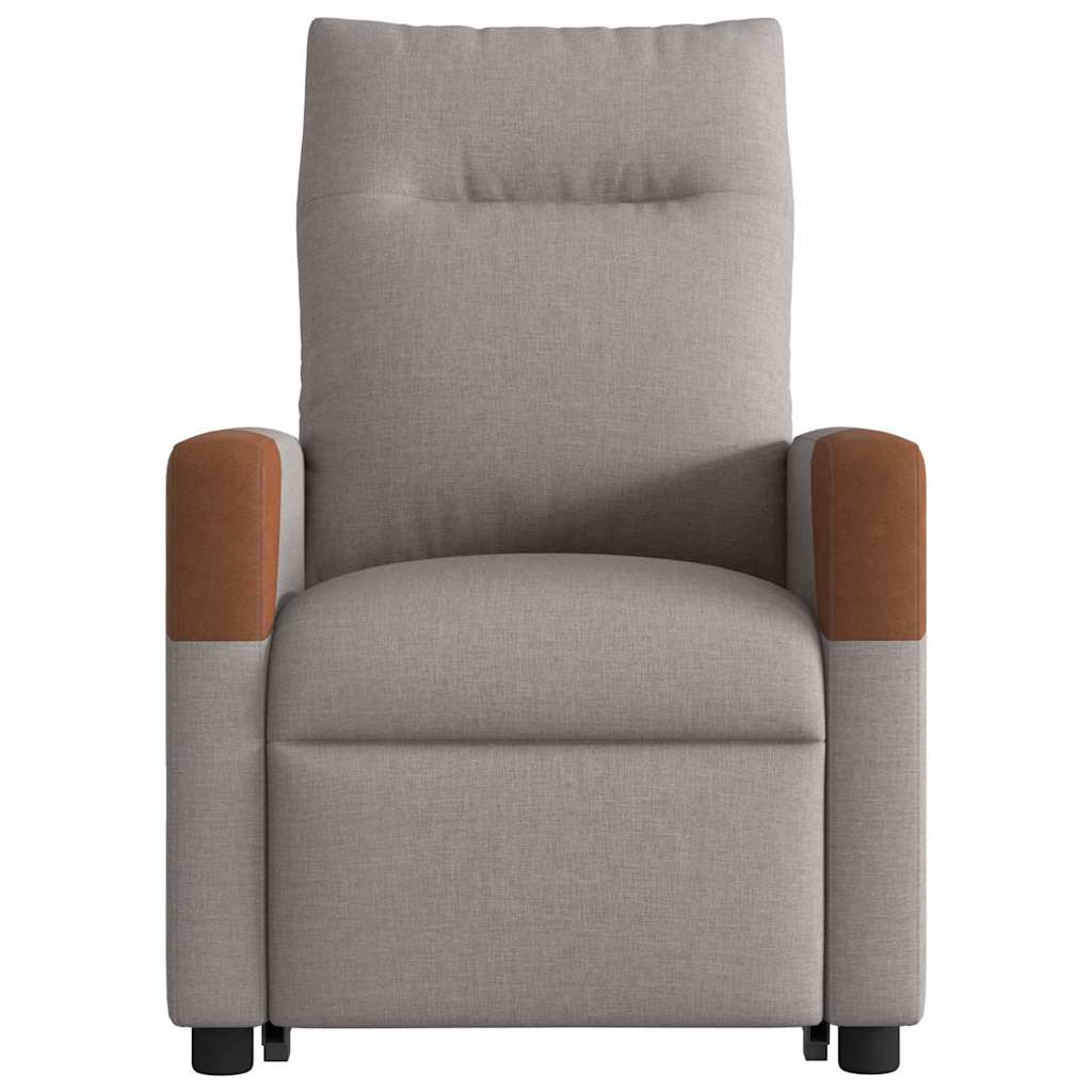 Elektrické Zvedací Polohovací Křeslo Textil Taupe