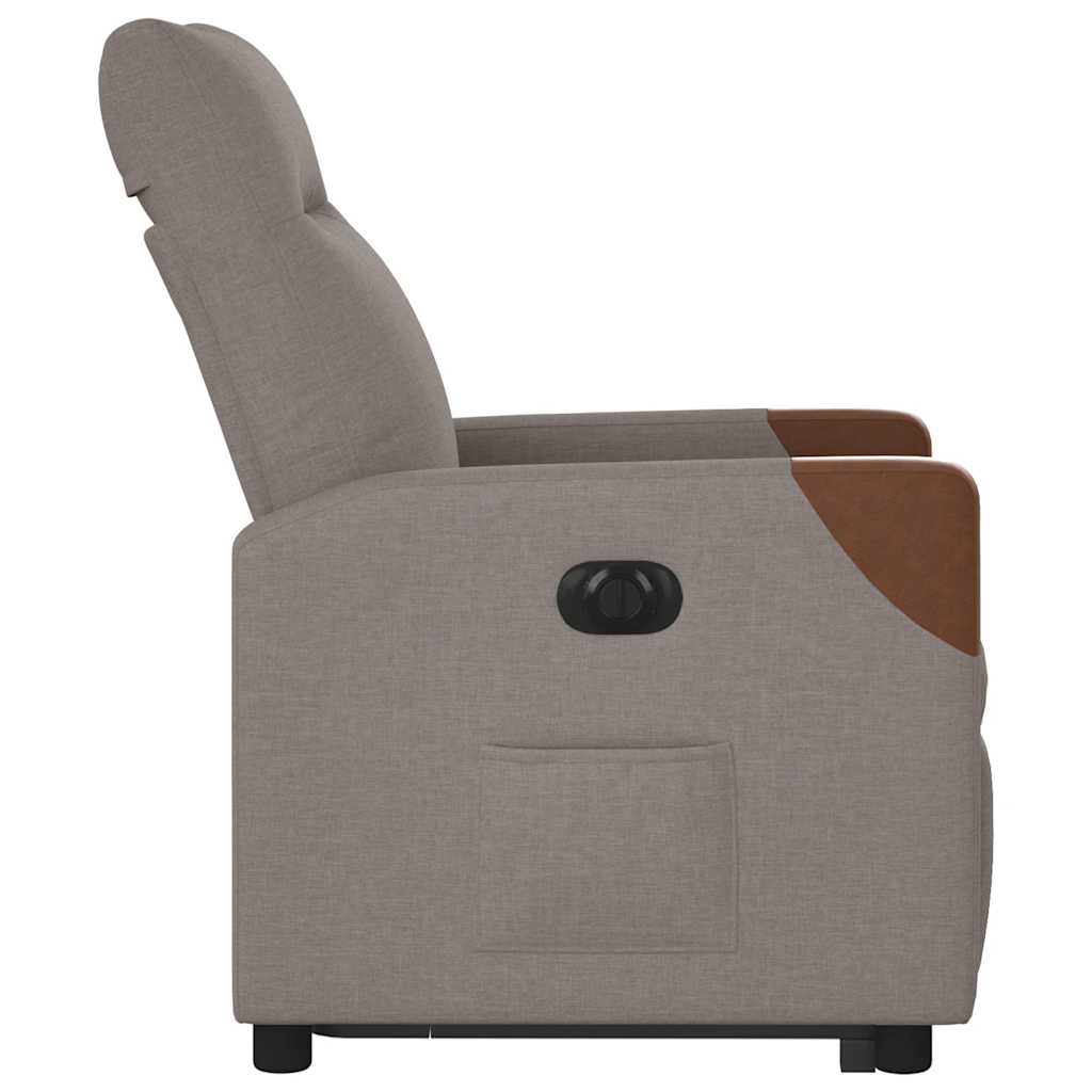 Elektrické Zvedací Polohovací Křeslo Textil Taupe