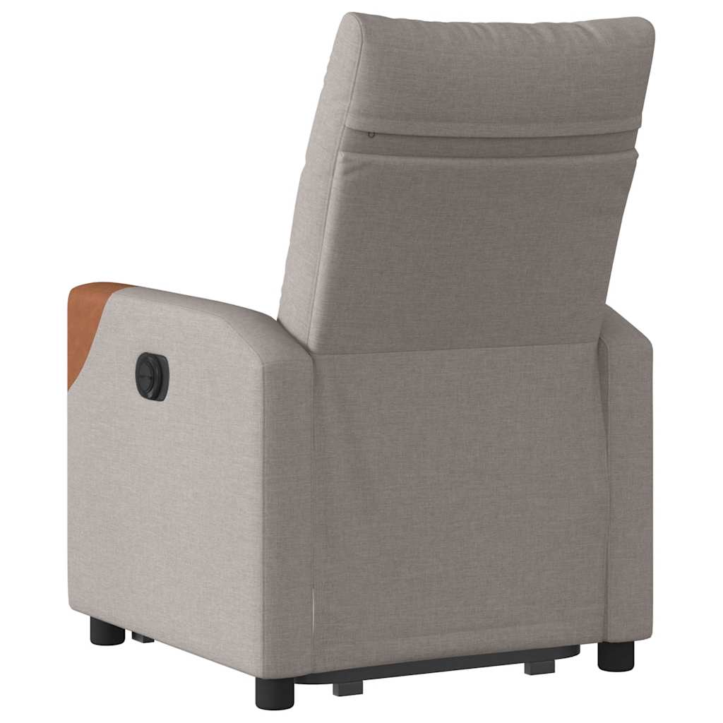 Elektrické Zvedací Polohovací Křeslo Textil Taupe