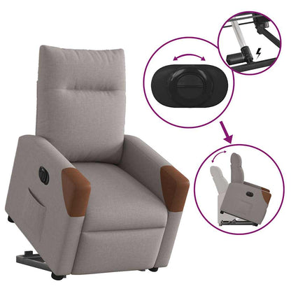 Elektrické Zvedací Polohovací Křeslo Textil Taupe